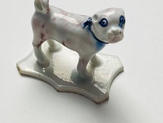 The Lowestoft Porcelain Pug, recently purchased by Lowestoft Town Council for display in Lowestoft Museum